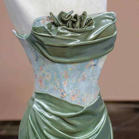 Glamouröses trägerloses Meerjungfrau-Abendkleid mit Plissee, formelles Ballkleid Y7989