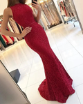 Elegant Burgundy Mermaid Lace Evening Dresses Y771 by simplepromdress