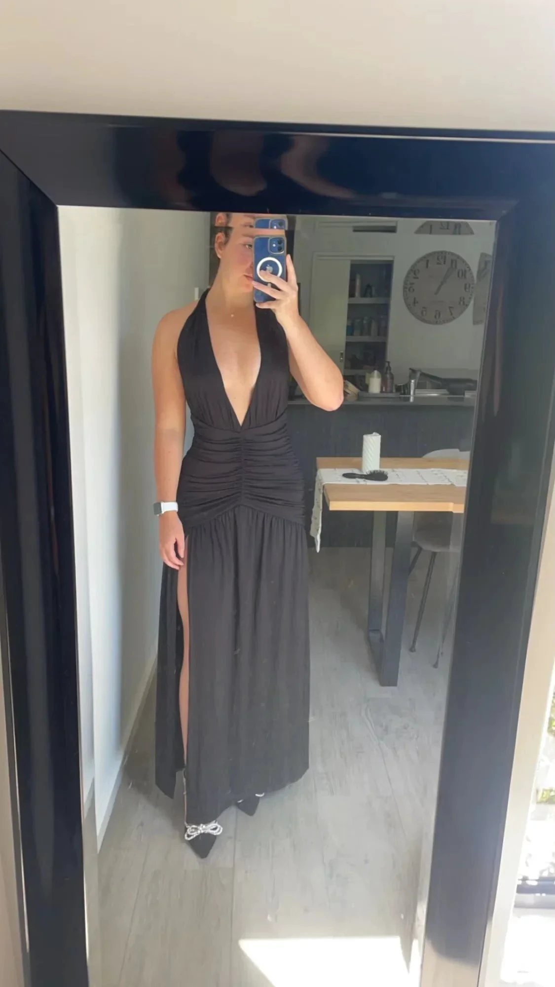 Sexy Halter Backless Brown A Line Slit Prom Dress Deep V Evening Dress Y8481 by simplepromdress
