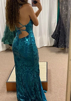 Glitter Sequin Mermaid Prom Dress Long Backless Evening Dress Y7906 by simplepromdress