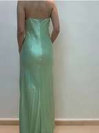 Sexy Spaghetti Straps Green Satin Beaded Prom Evening Dress Y7757 by simplepromdress