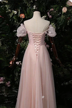 Elegant Pink Off The Shoulder Prom Dress,Pink Evening Dress Y1898 by simplepromdress