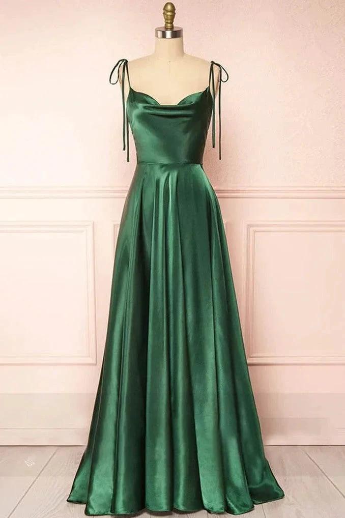 Sweet A-line Cowl Neck Silk Long Prom Dress by KissProm