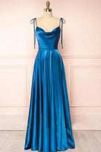 Sweet A-line Cowl Neck Silk Long Prom Dress by KissProm