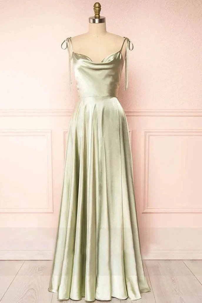 Sweet A-line Cowl Neck Silk Long Prom Dress by KissProm