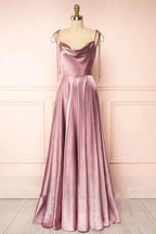 Sweet A-line Cowl Neck Silk Long Prom Dress by KissProm