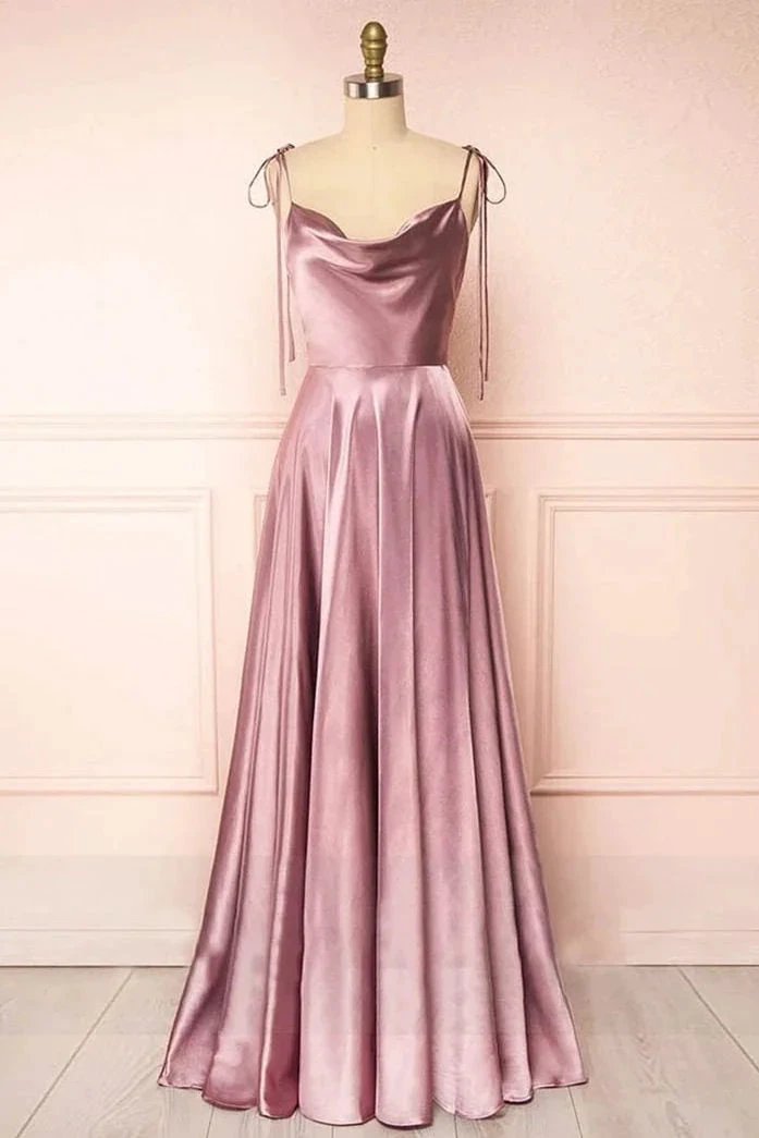 Sweet A-line Cowl Neck Silk Long Prom Dress by KissProm