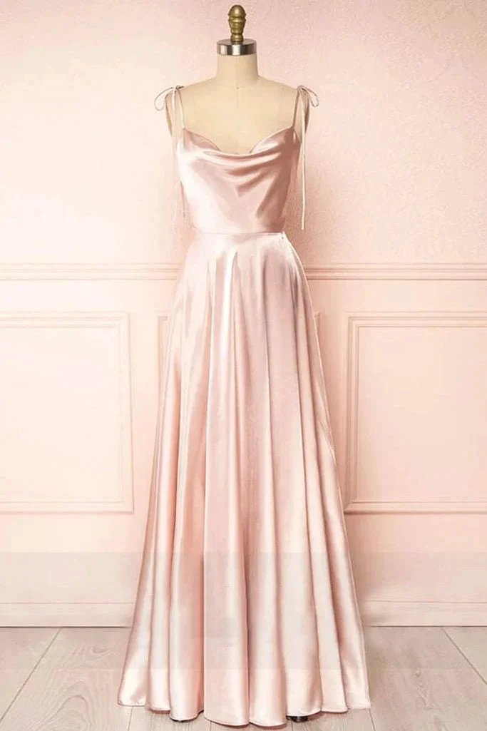 Sweet A-line Cowl Neck Silk Long Prom Dress by KissProm