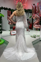 Katherine |Mermaid One Shoulder Long Sleeve Lace Prom Dress by KissProm