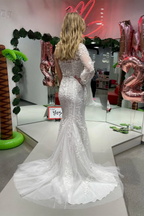 Katherine |Mermaid One Shoulder Long Sleeve Lace Prom Dress by KissProm
