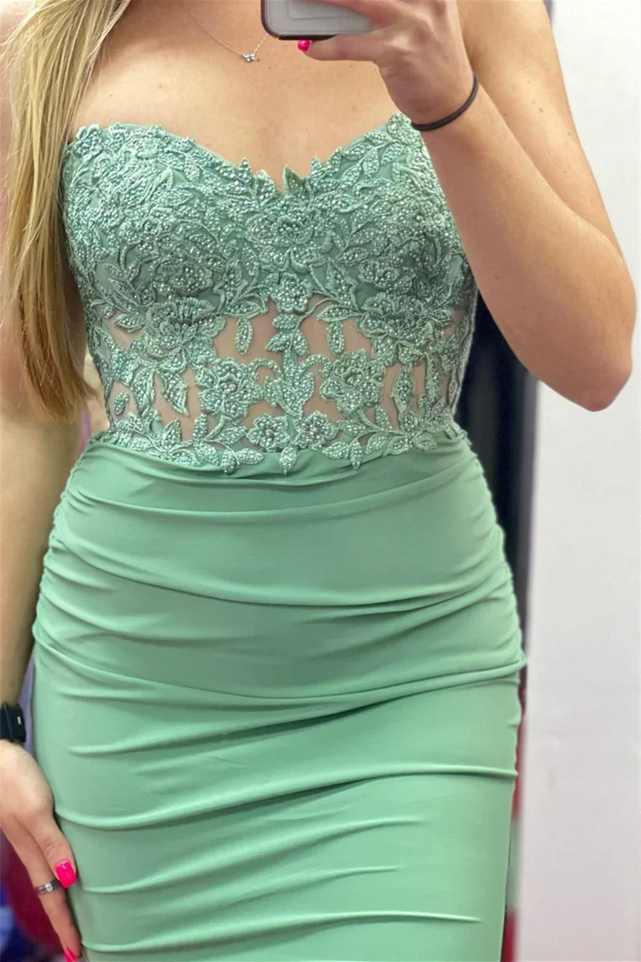 Samantha |Mermaid Strapless Appliques Satin Long Prom Dress by KissProm