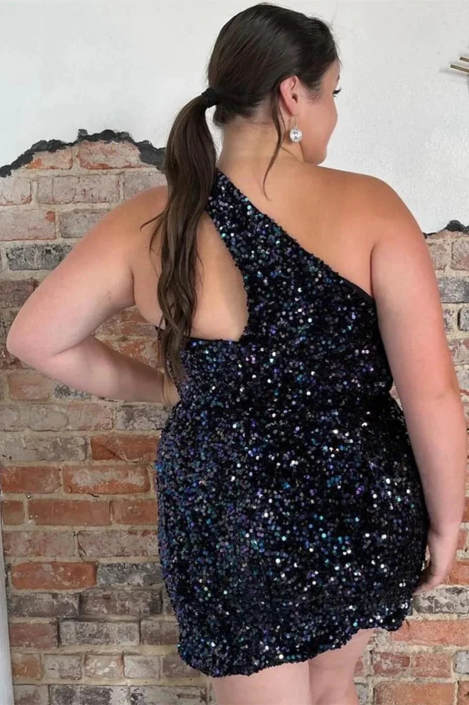Sheath Asymmetrical One Shoulder Sequins Homecoming Dress by KissProm