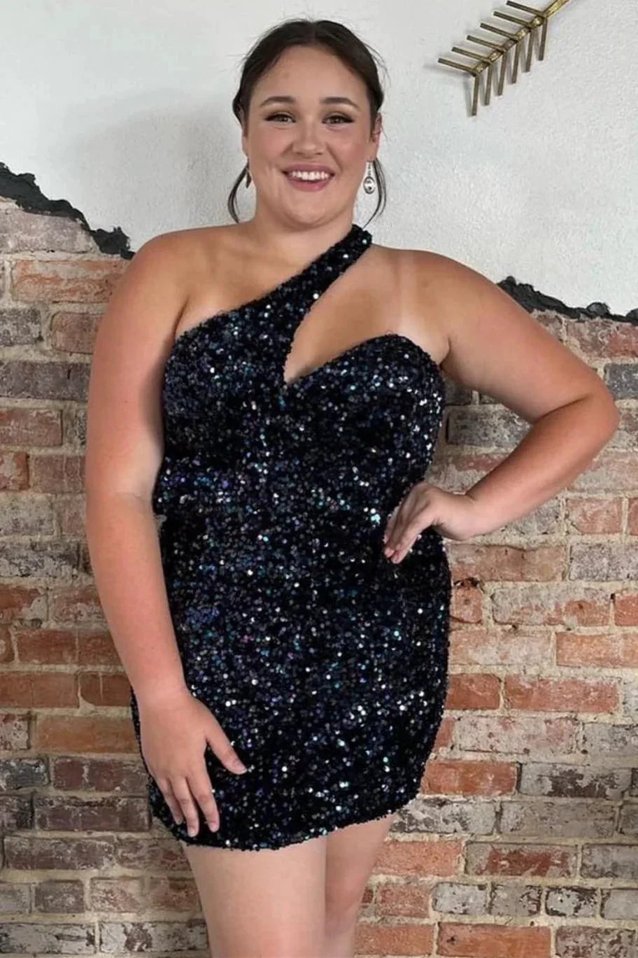 Sheath Asymmetrical One Shoulder Sequins Homecoming Dress by KissProm