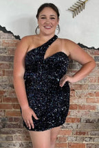 Sheath Asymmetrical One Shoulder Sequins Homecoming Dress by KissProm