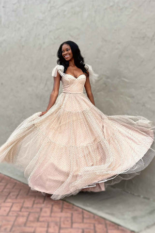 Skyler | A-Linien-Ballkleid aus Tüll mit Herzausschnitt und Punkten