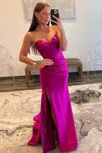 Sunnderly Abby |Mermaid Sweetheart Satain Prom Dress with Slit by KissProm