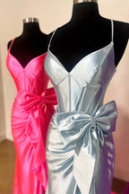 Jianna | Straps V-Neck Satin Mermaid Prom Dress with Bow by KissProm