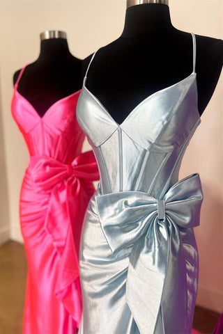 Jianna | Träger V-Ausschnitt Satin Meerjungfrau Ballkleid mit Schleife