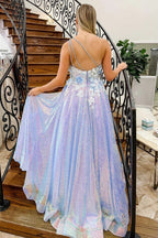 Azaria | Lilac One Shoulder 3D Flowers Sequin Long Formal Dress by KissProm