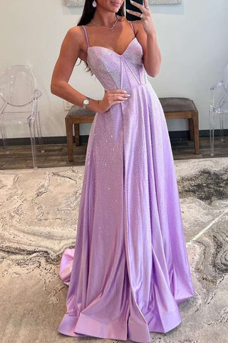 Adrianna | Trägerloses lila Korsett-A-Linien-Ballkleid mit Strass
