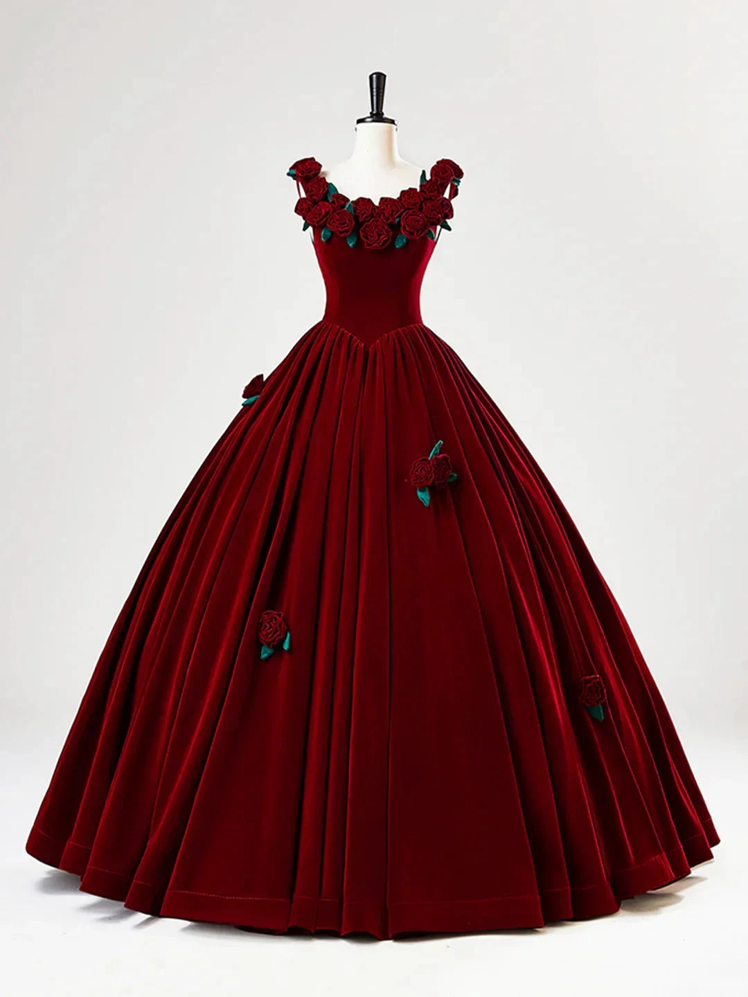 Beautiful Burgundy Velvet Quinceanera Dress Birthday Ball Gown With Rose Flowers Y7750 by simplepromdress