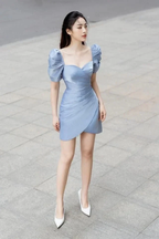 Vintage Blue Homecoming Dress Blue Cocktail Dress Y2542 by simplepromdress