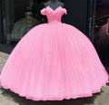 Glitter Off The Shoulder Ball Gown Sweet 16 Dress Y4488 by simplepromdress