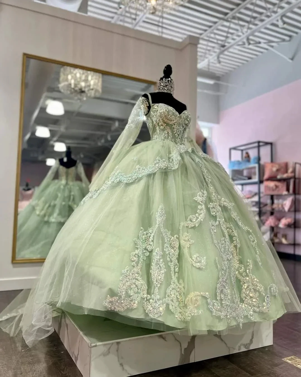 Sage Green Tulle Ball Gown,Sweet 16 Dress,Princess Dress Y2251 by simplepromdress