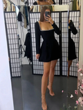 Lovely Black A-line Homecoming Dress Black Cocktail Dress Y2376 by simplepromdress