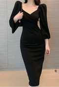 Vintage Black Midi-length Prom Dress,Black Evening Dress Y5662 by simplepromdress