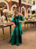 Elegant Green Satin Mermaid Evening Dress Green Formal Dress Y6188 by simplepromdress