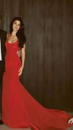 Simple Red Spaghetti Straps Mermaid Prom Dress Formal Evening Gown Y7902 by simplepromdress
