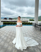 Fabulous A-Line Off-The-Shoulder Sleeveless Appliques Lace White Wedding Dresses by misshow.com