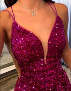 Fabulous Short Column V-neck Sleeveless Sequined Satin Open Back Homecoming Dresses by misshow.com
