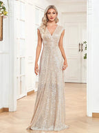 Sweep Train Sparkly Sequin Luxurious Evening Long Dresses Formal Occasion Elegant Prom Dress 2025 Luxury Gown Birthday by Sunnderly