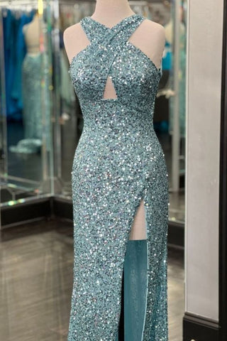 Vestido de fiesta naranja ajustado con escote cruzado y abertura SYP88