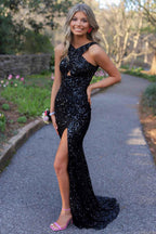Fitted Criss Coss Neck Orange Prom Dress with Slit SYP88 by vivymakudress