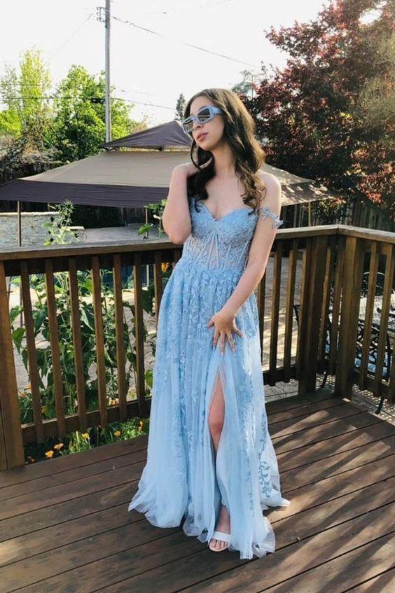 Mariana |A-line Sweetheart Lace Tulle Prom Dress with Slit by KissProm