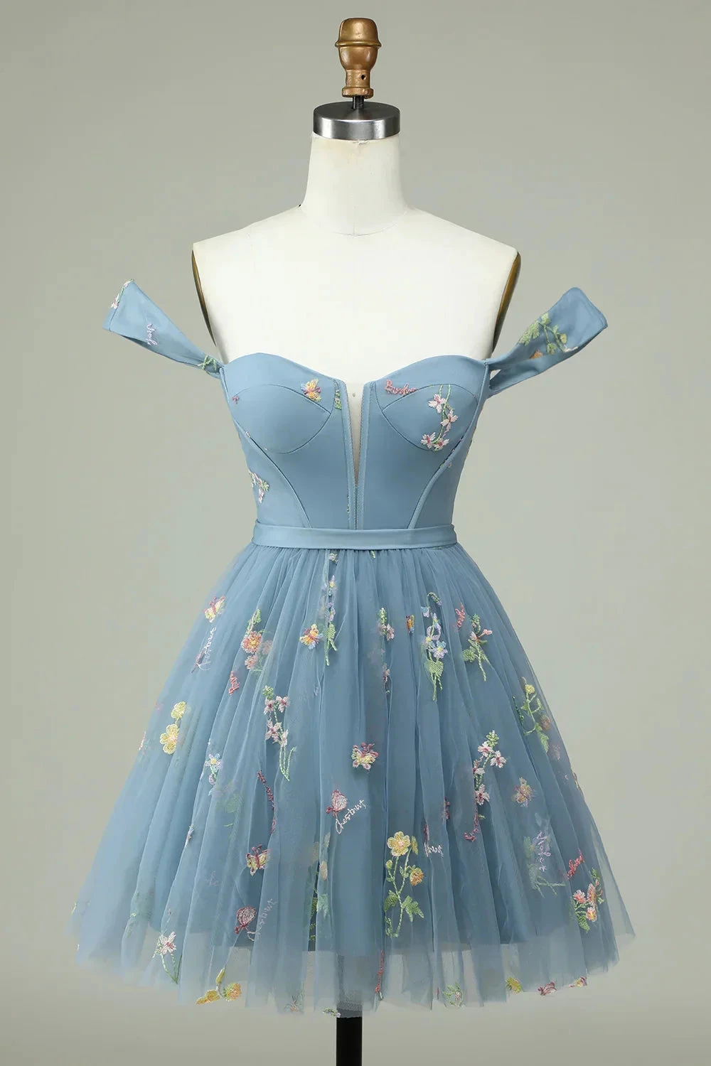 Floral Embroidery Sweetheart A-Line Homecoming Dress Short Party Dress PD472 by pgmdress