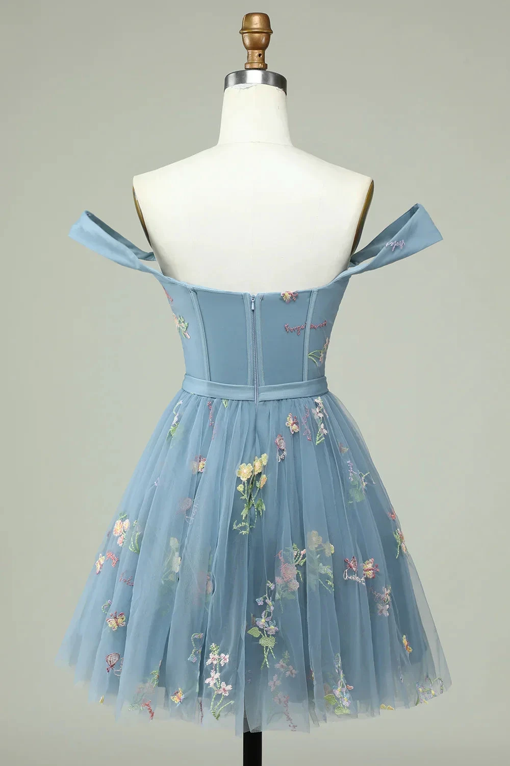 Floral Embroidery Sweetheart A-Line Homecoming Dress Short Party Dress PD472 by pgmdress