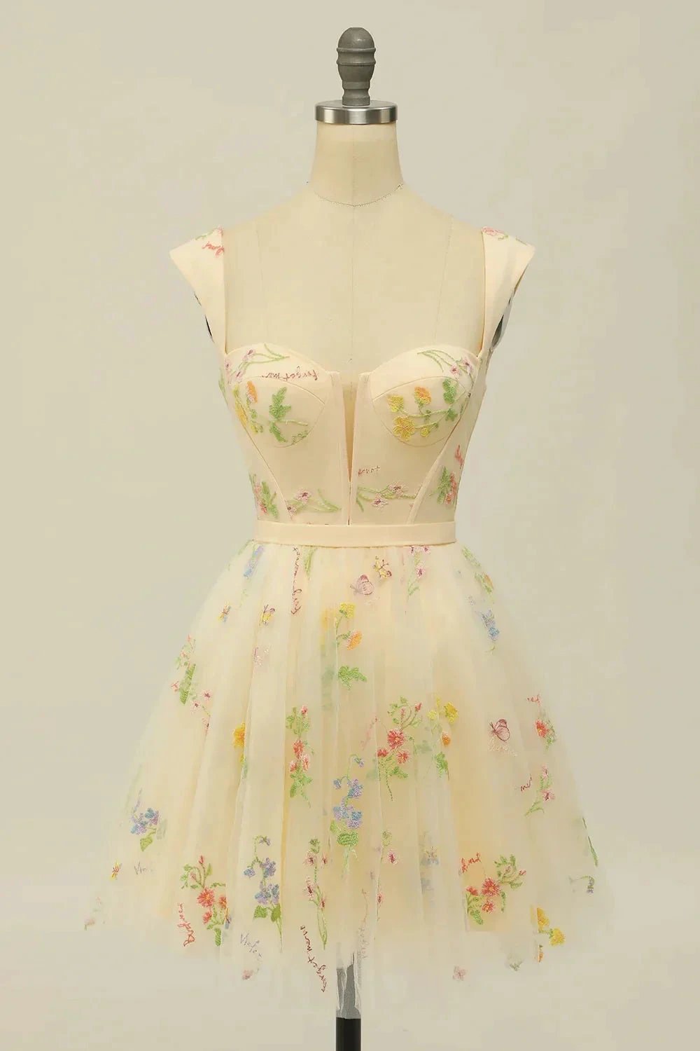 Floral Embroidery Sweetheart A-Line Homecoming Dress Short Party Dress PD472 by pgmdress