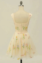 Floral Embroidery Sweetheart A-Line Homecoming Dress Short Party Dress PD472 by pgmdress