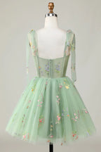 Floral Homecoming Dresses Embroidery A-Line Short Party Dress PD504