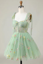 Floral Homecoming Dresses Embroidery A-Line Short Party Dress PD504