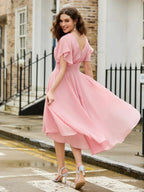 Flutter Sleeves Chiffon Prom Dress SYP185 by vivymakudress
