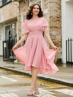 Flutter Sleeves Chiffon Prom Dress SYP185 by vivymakudress
