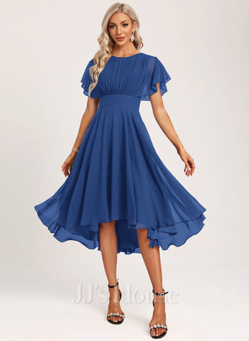 Vestido de fiesta de gasa con mangas onduladas SYP185