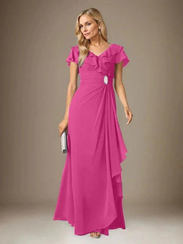 Stormy A-Line V-Neck Ruched Chiffon Dress by Dreamylily