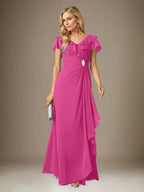 Stormy A-Line V-Neck Ruched Chiffon Dress by Dreamylily