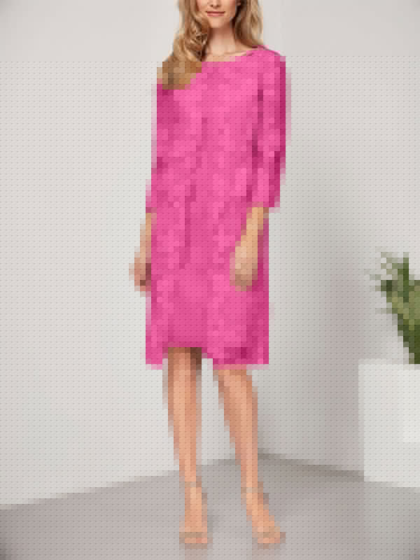A-line Scoop Knee-Length Chiffon Lace Mother of the Bride Dress With Jacket by Dreamylily